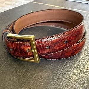 Brown Leather Belt with Gold Buckle